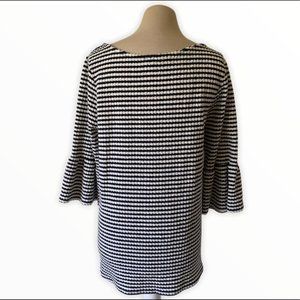 Green Envelope Navy and white striped bell sleeve blouse